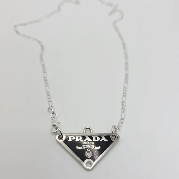 Authentic Prada Silver Triangle Necklace - Picture 2 of 3